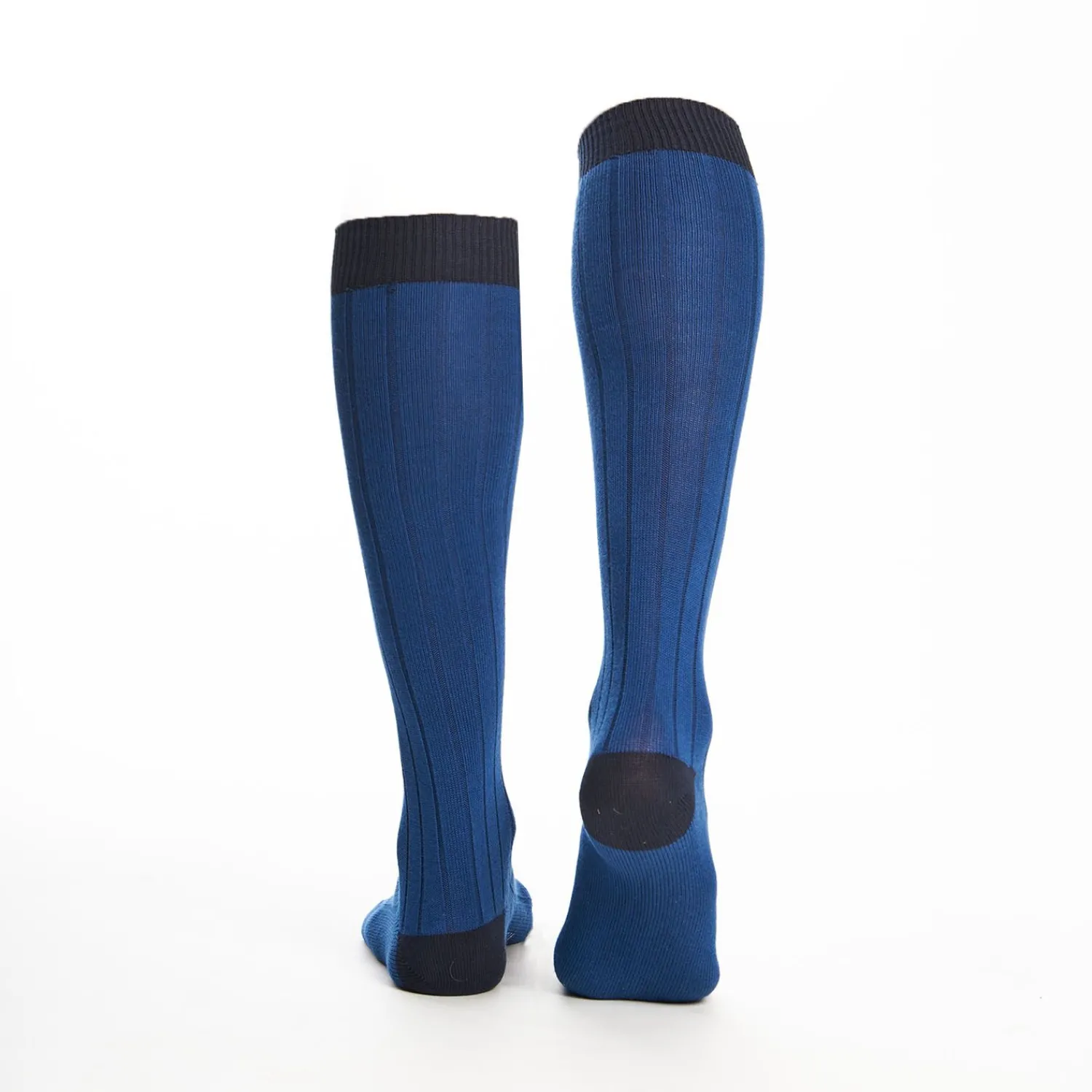 Long Bluette And Blue Bicolor Cotton Socks - Solid Color>E.Marinella Clearance