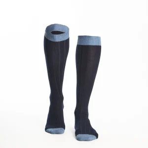 Long Light And Dark Blue Bicolor Cotton Socks - Solid Color>E.Marinella Cheap