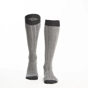 Long Light And Dark Grey Bicolor Cotton Socks - Solid Color>E.Marinella Sale