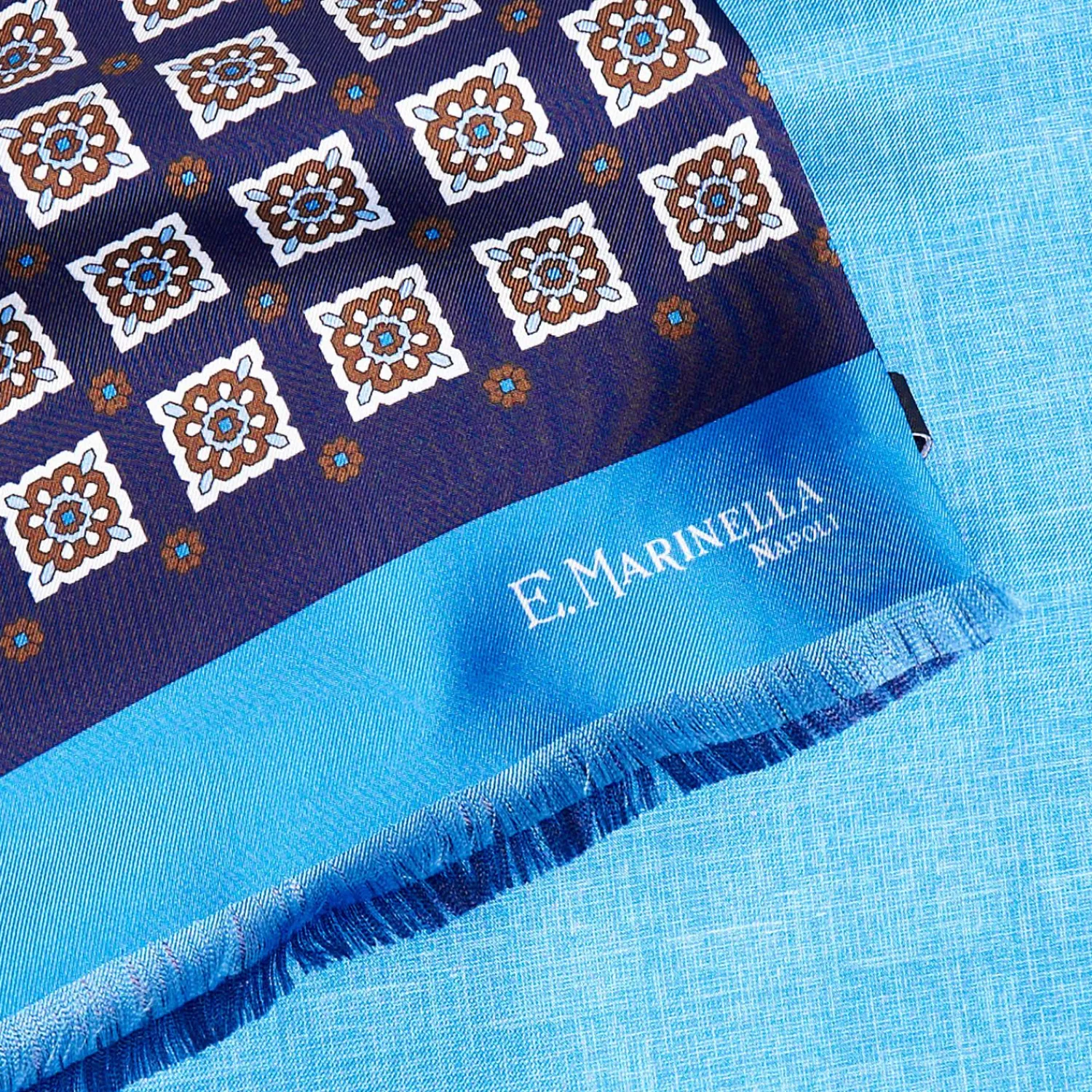 Midnight And Light Blue Double Silk Scarf>E.Marinella Outlet