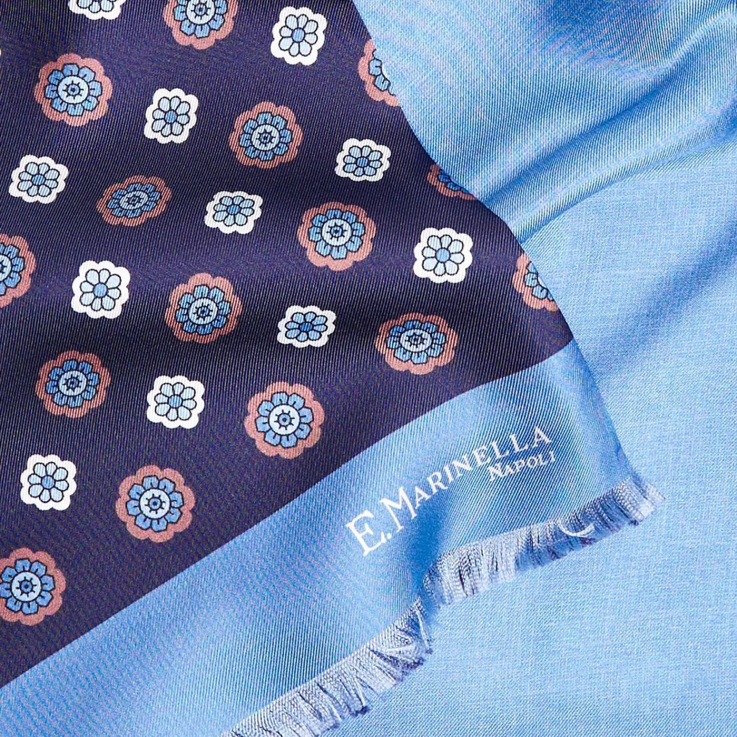 Midnight And Light Blue Double Silk Scarf>E.Marinella Hot