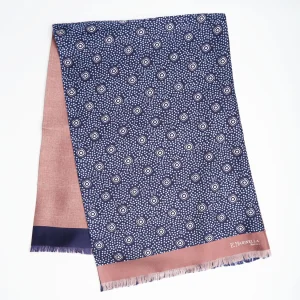 Midnight Blue And Pink Double Silk Scarf>E.Marinella Fashion