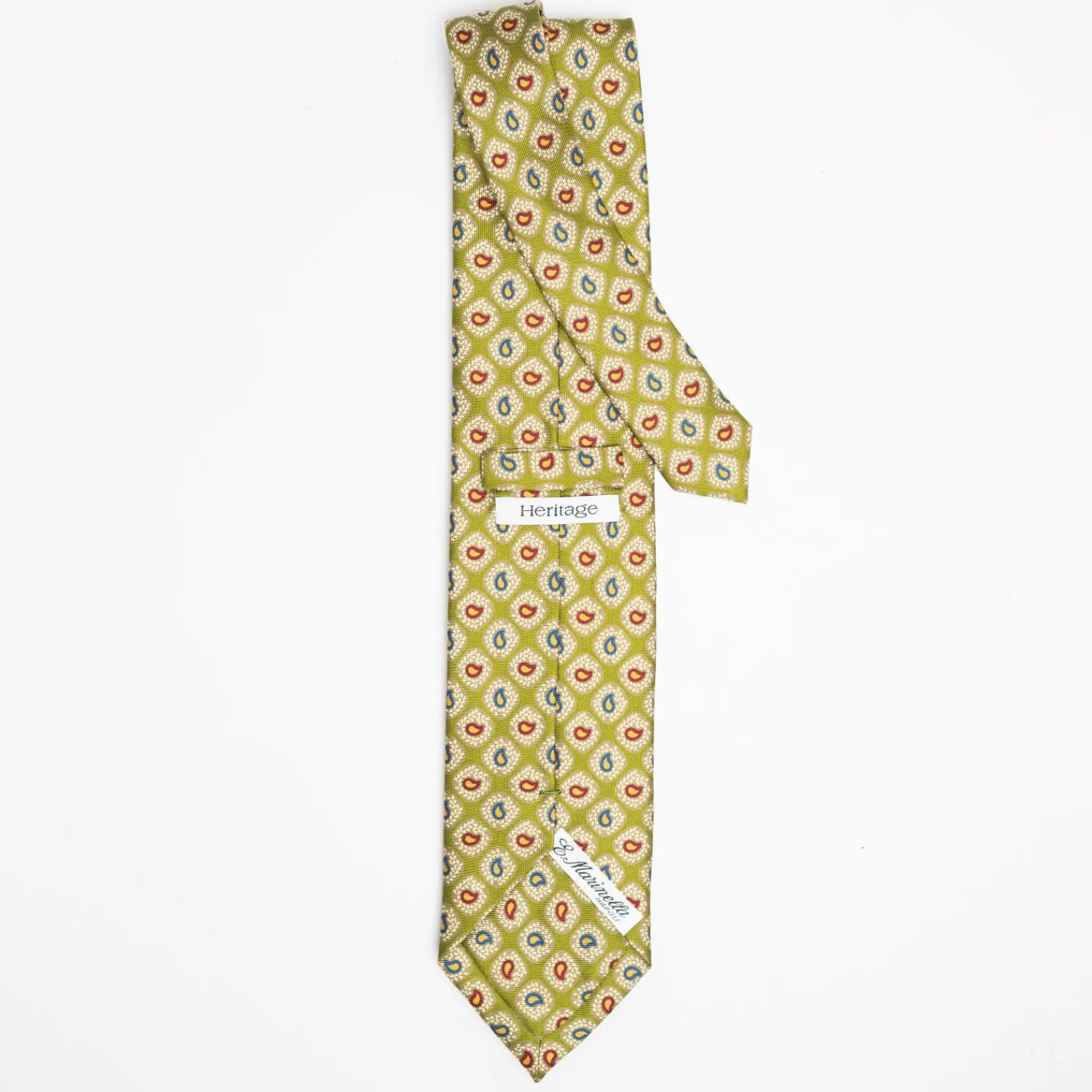 Olive Green Heritage Collection Silk Tie - Paisley Pattern>E.Marinella Outlet