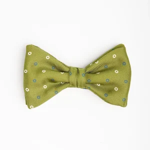 Olive Green Pre-Knotted Bowtie - Small Geometric Pattern>E.Marinella Flash Sale