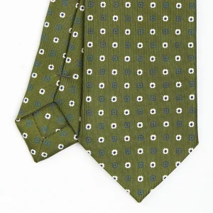 Olive Green Sartorial 7 Cm Tie - Small Flower Pattern>E.Marinella Discount