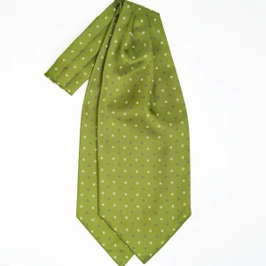 Olive Green Silk Ascot Tie - Small Flower Designs>E.Marinella Clearance
