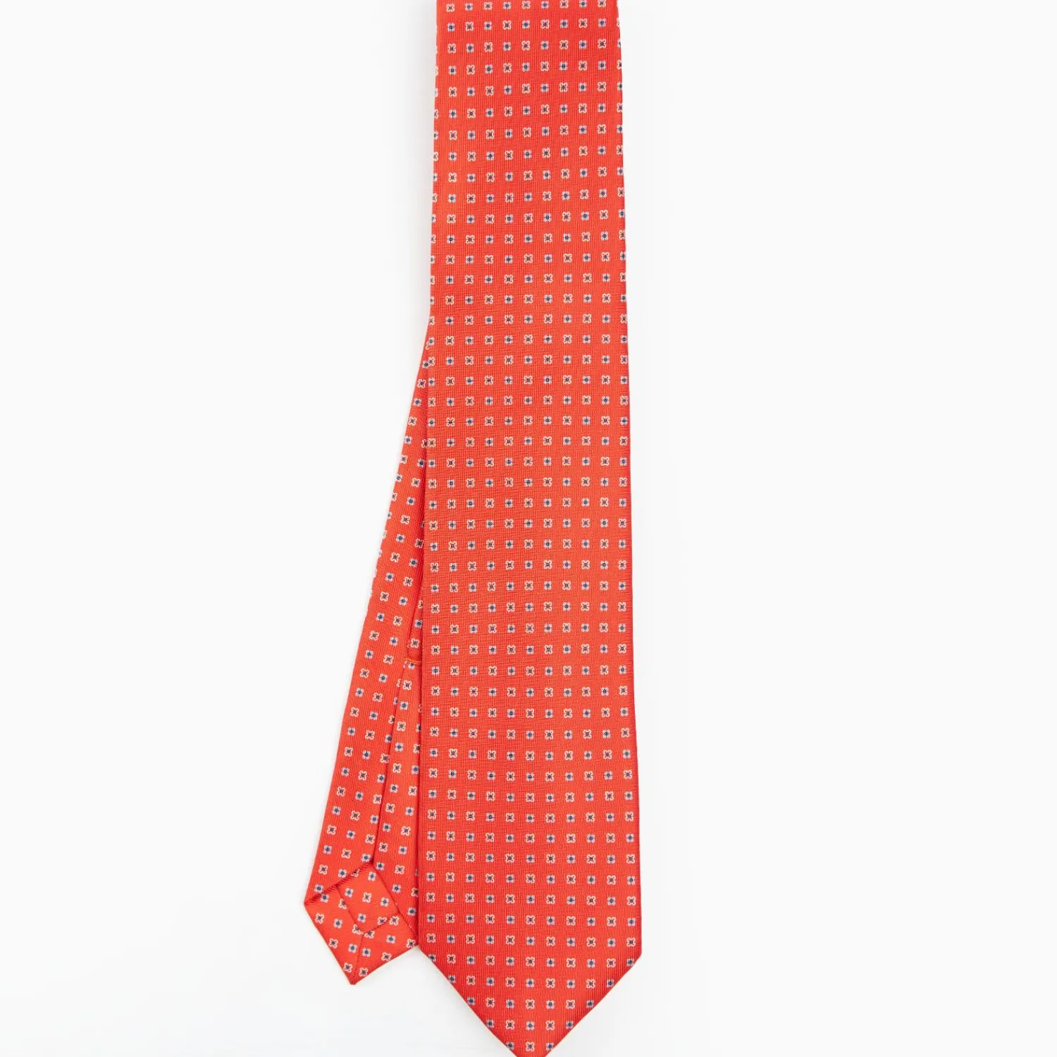 Orange 9 Fold Sartorial Silk Tie Small Flower Pattern>E.Marinella Clearance