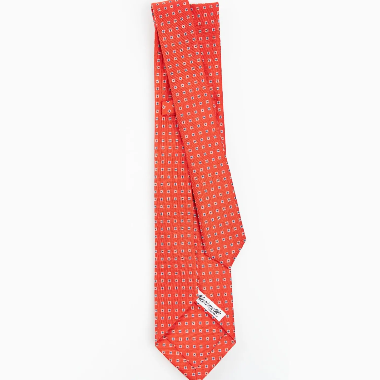 Orange 9 Fold Sartorial Silk Tie Small Flower Pattern>E.Marinella Clearance