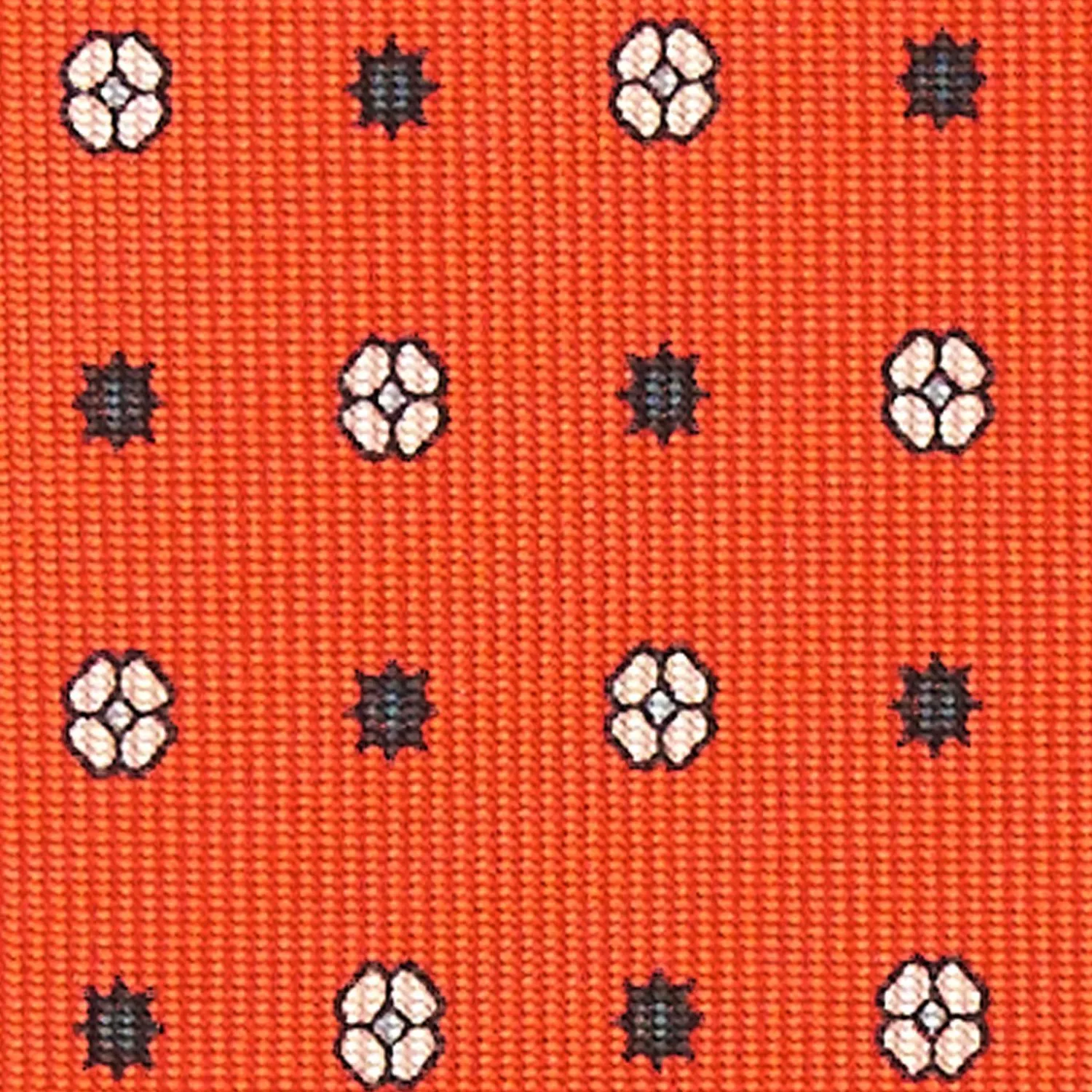 Orange 9 Fold Sartorial Silk Tie Small Flower Pattern>E.Marinella Hot