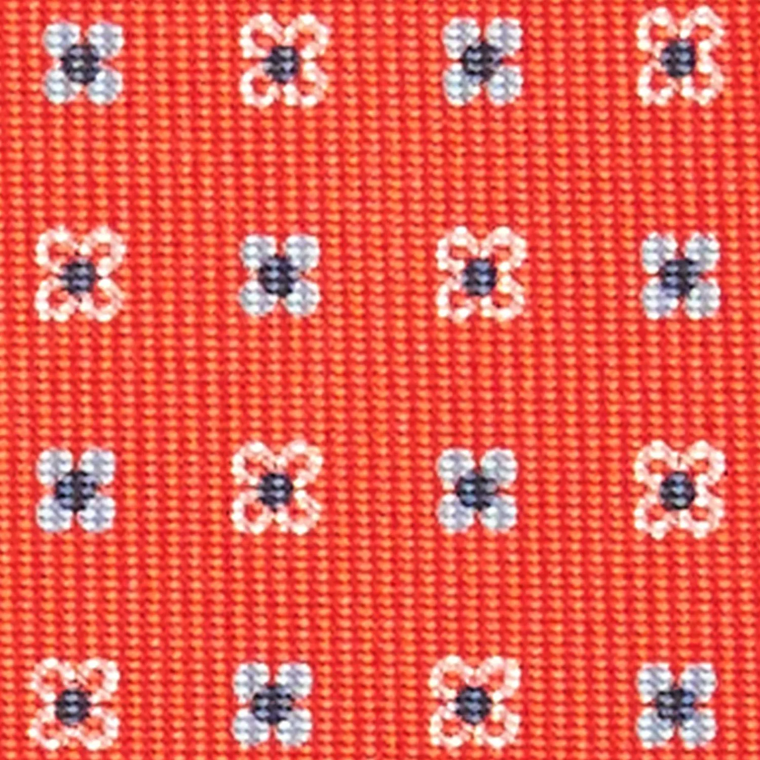 Orange 9 Fold Sartorial Silk Tie Small Flower Pattern>E.Marinella Clearance