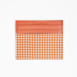 Orange Leather And Silk Credit Card Holder - 5 Compartments>E.Marinella Flash Sale
