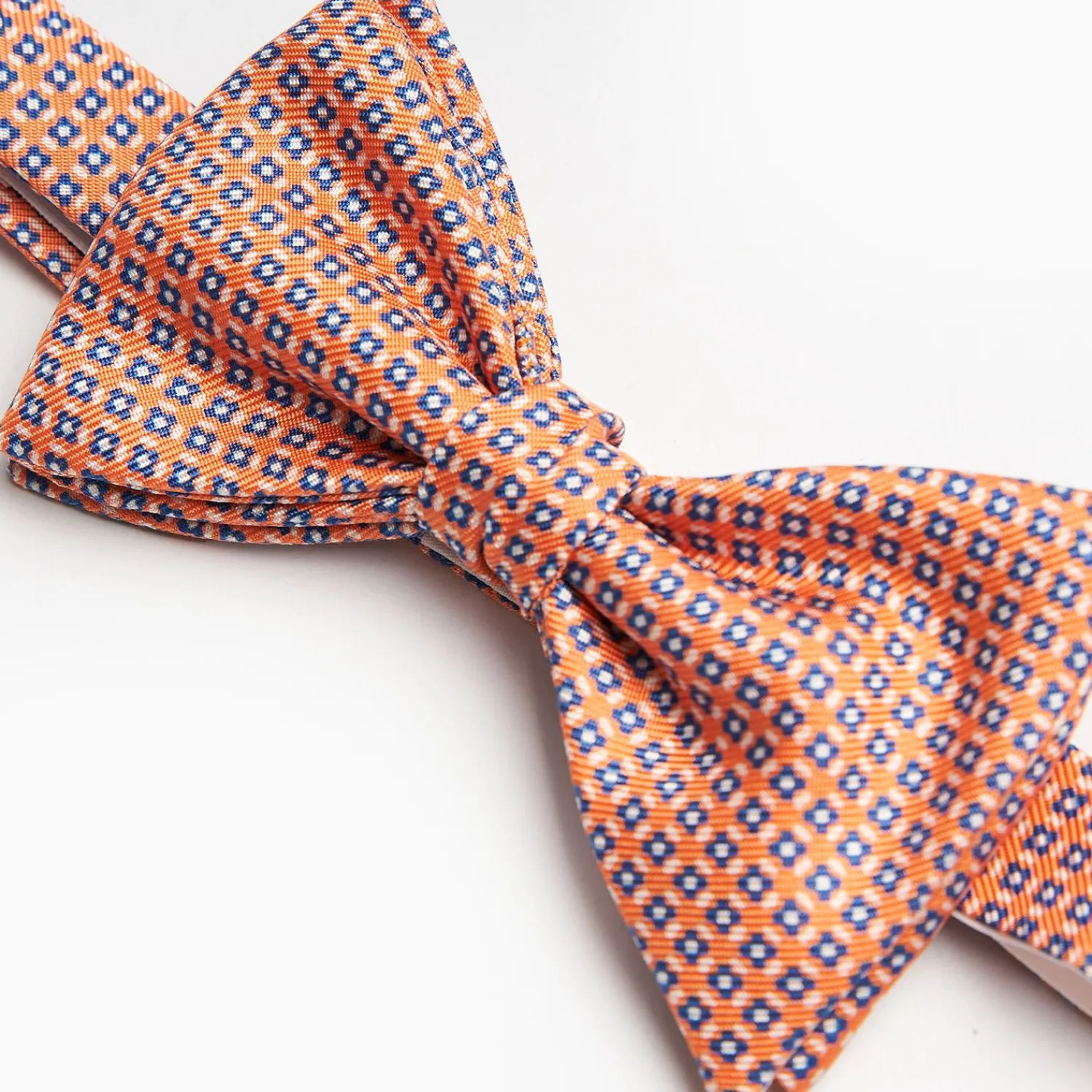 Orange Pre-Knotted Silk Bowtie Small Geometric Pattern>E.Marinella Hot