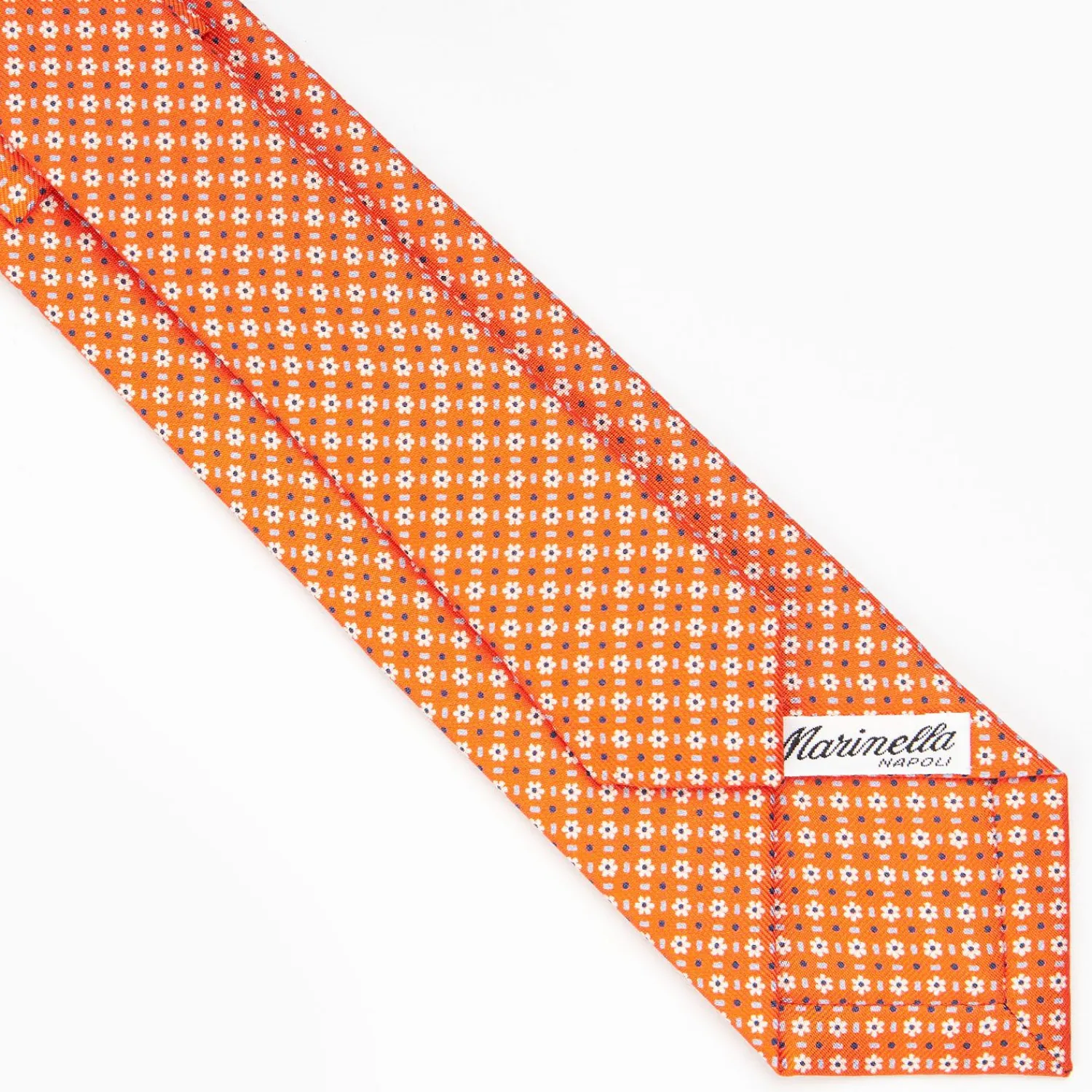 Orange Sartorial 7 Cm Silk Tie - Small Flower Pattern>E.Marinella Outlet