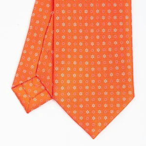 Orange Sartorial Classic Silk Tie - Small Flower Pattern>E.Marinella Shop