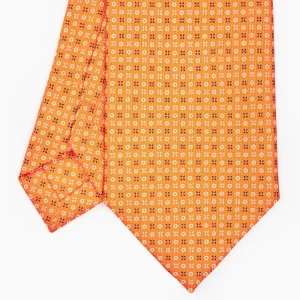 Orange Sartorial Classic Silk Tie - Small Flower Designs>E.Marinella New