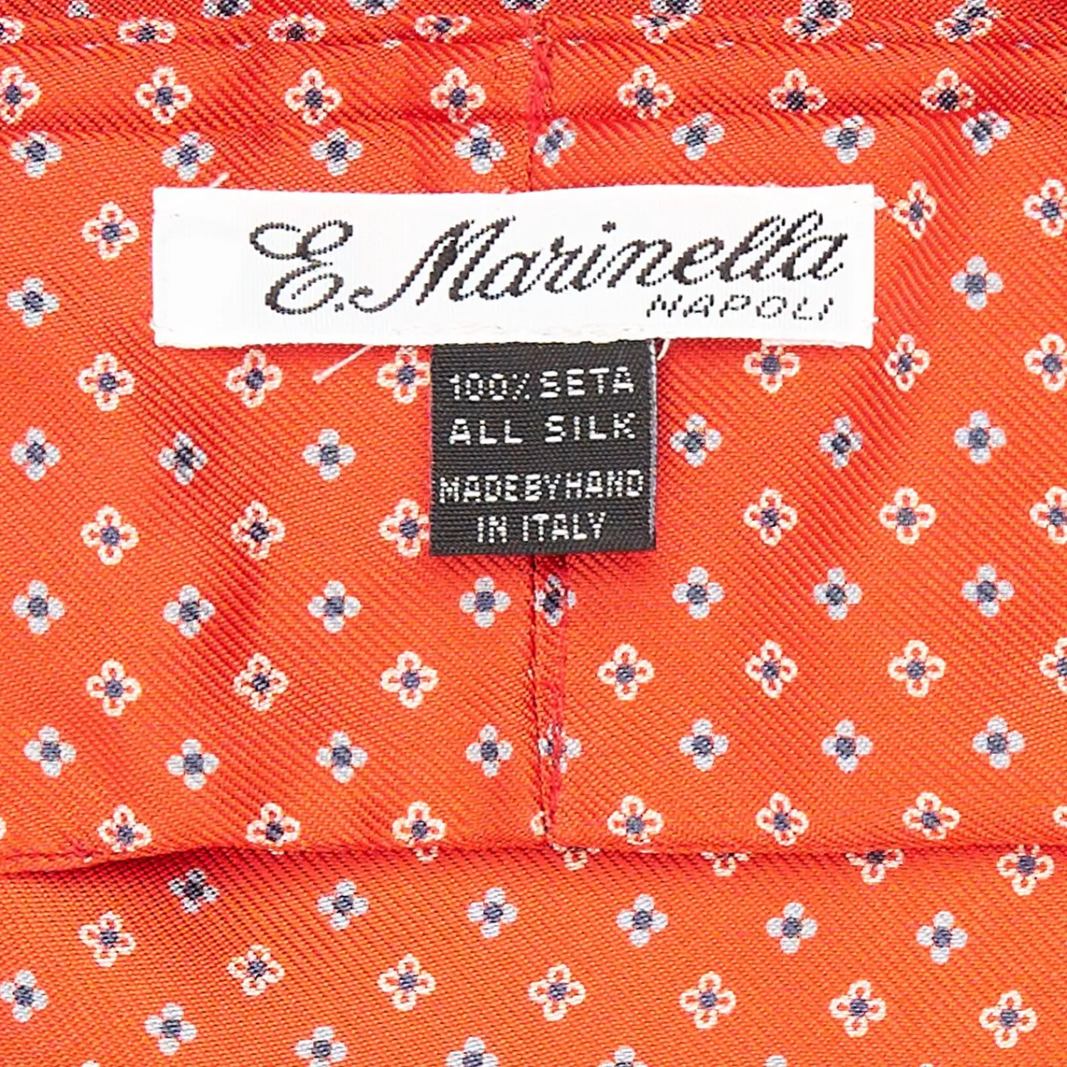 Orange Silk Ascot Tie - Small Flower Designs>E.Marinella Clearance