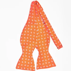 Orange Silk Bowtie To Self-Tie Small Flower Pattern>E.Marinella Sale