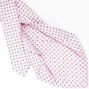 Pink 5 Fold Sartorial Silk Tie - Small Flower Pattern>E.Marinella New