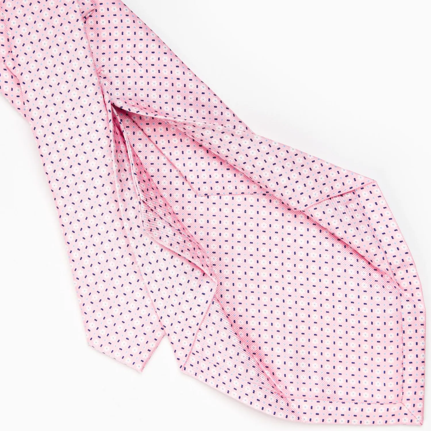 Pink 5 Fold Sartorial Silk Tie - Small Flower Pattern>E.Marinella Online