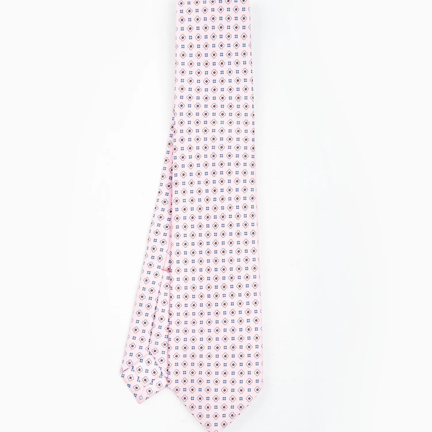 Pink 5 Fold Sartorial Silk Tie - Small Flower Pattern>E.Marinella New
