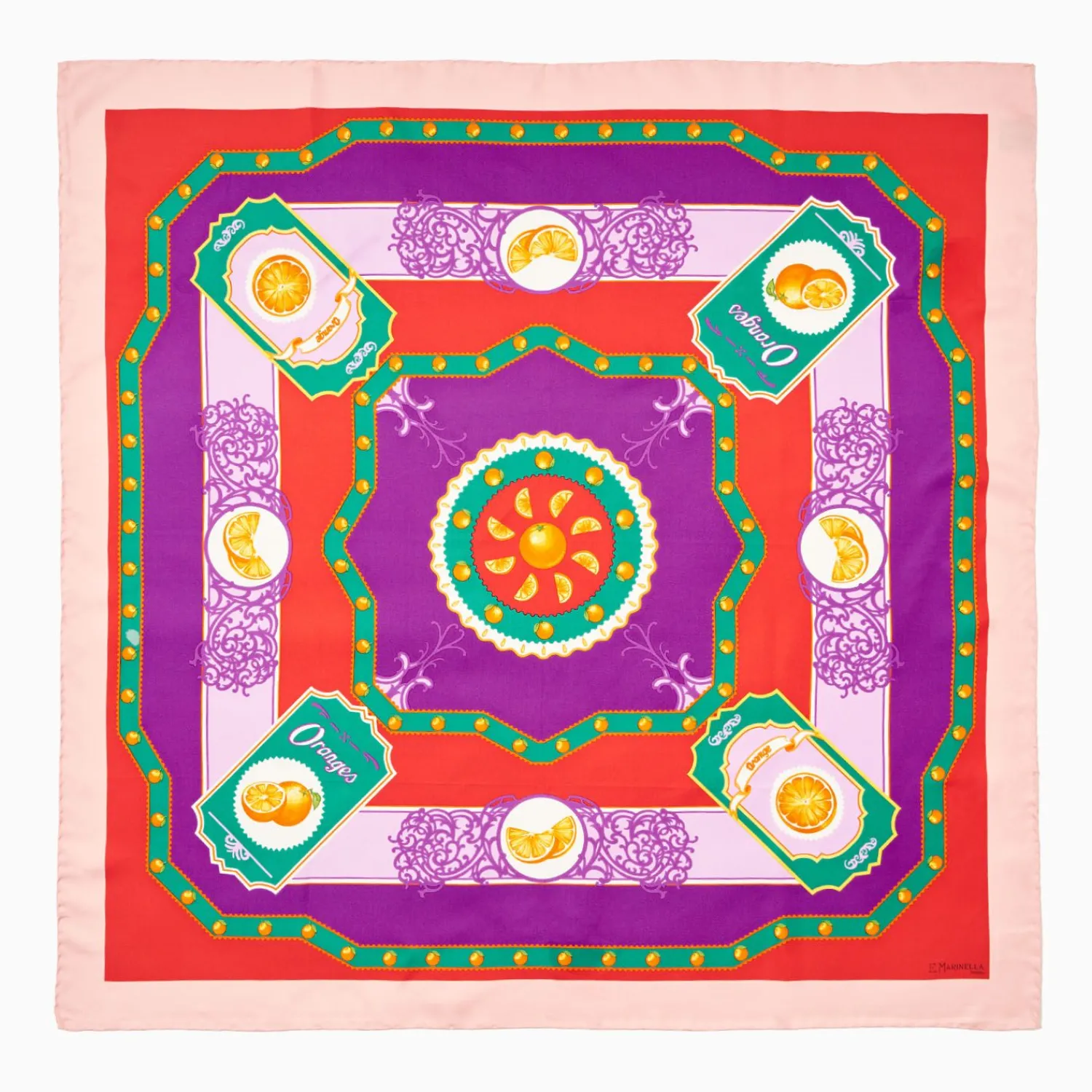 Pink Silk Scarf 90 - Orange Vibes>E.Marinella Discount