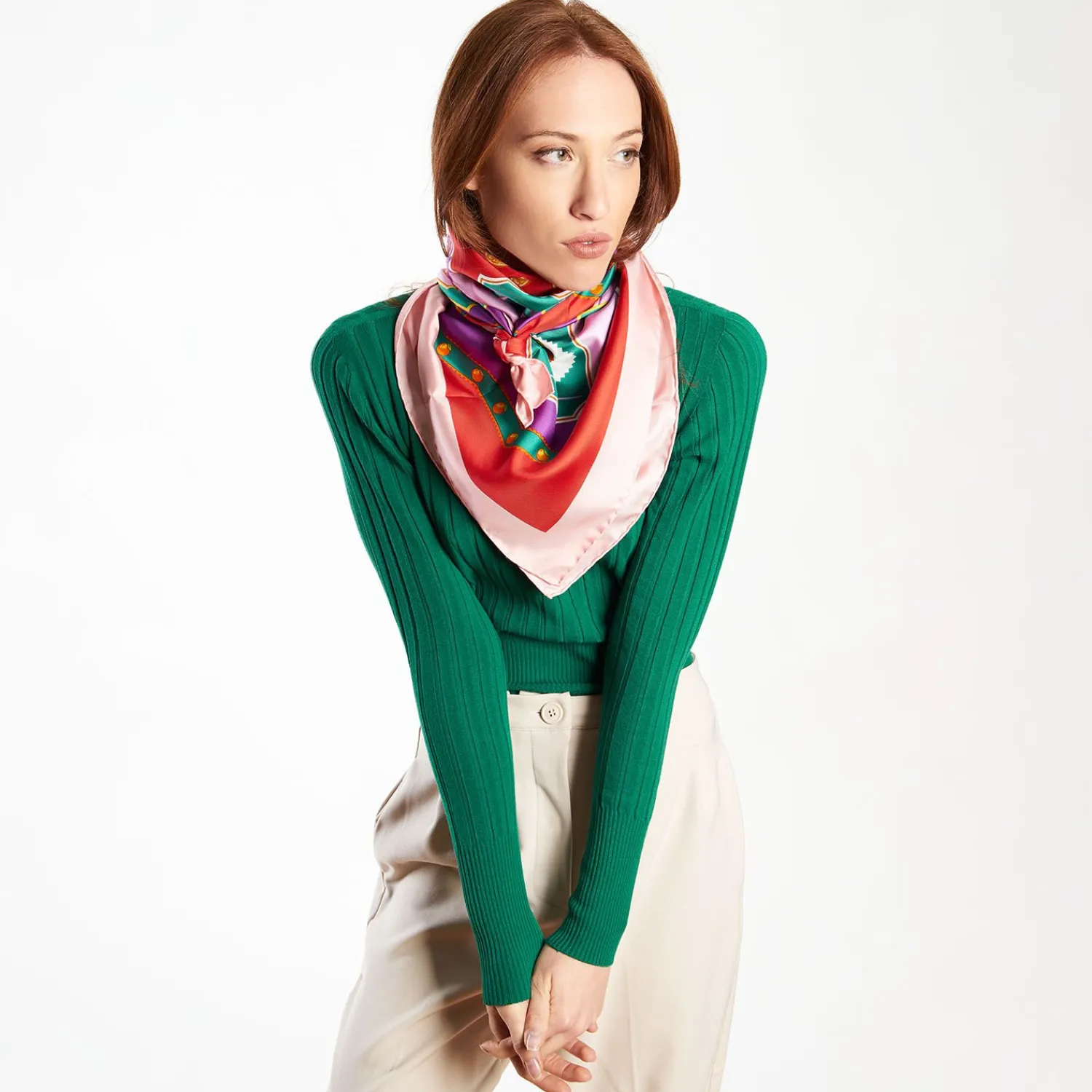 Pink Silk Scarf 90 - Orange Vibes>E.Marinella Discount