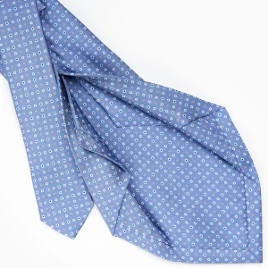 Powder Blue 5 Fold Sartorial Silk Tie - Small Flower Pattern>E.Marinella Best Sale