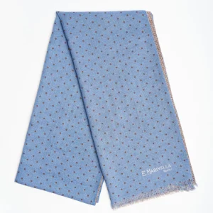 Powder Blue And Brown Double Patterned Wool And Silk Scarf>E.Marinella Shop