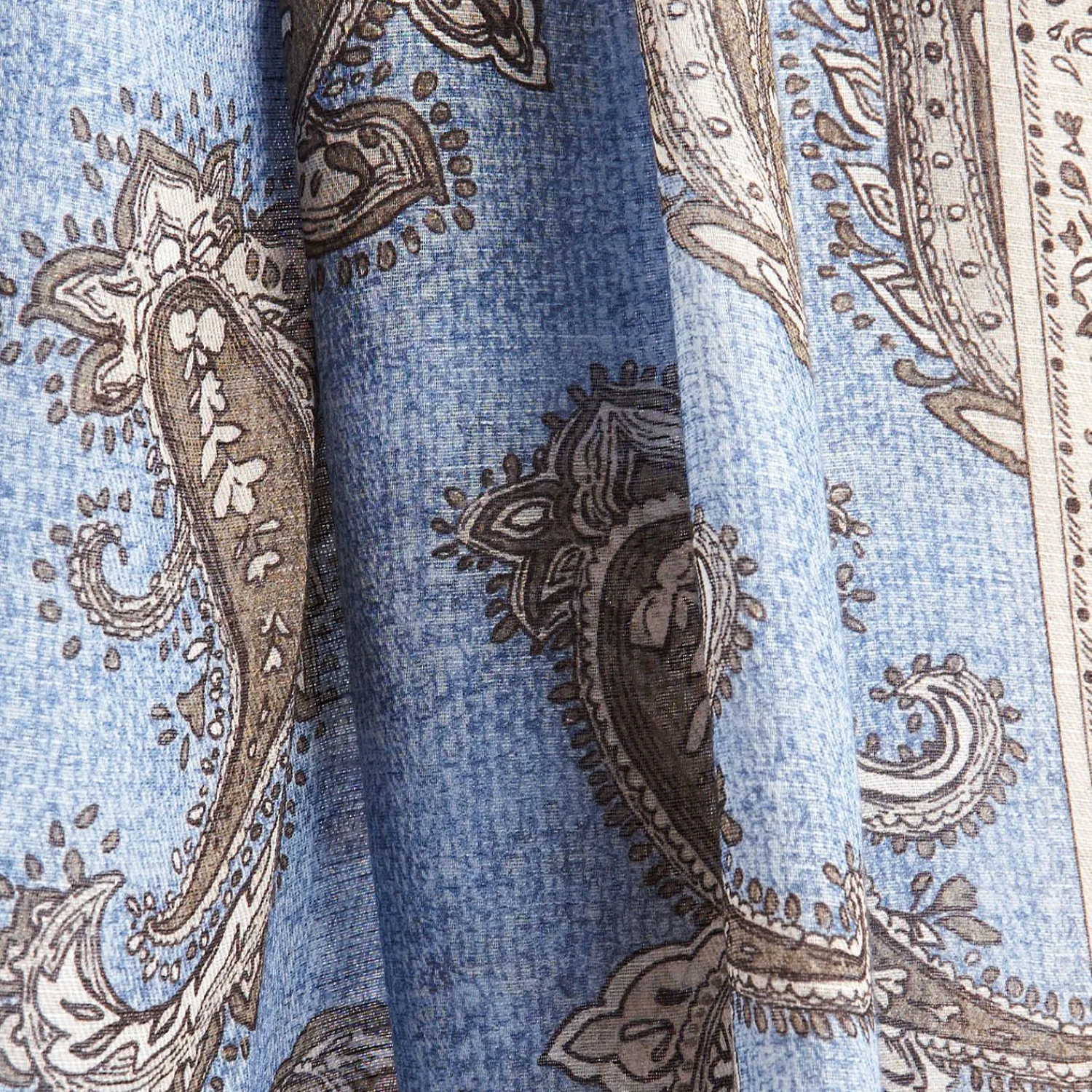 Powder Blue Cotton And Linen Scarf - Paisley Pattern>E.Marinella Sale