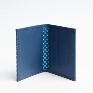 Powder Blue Leather Folding Card Holder - 10 Compartments>E.Marinella New