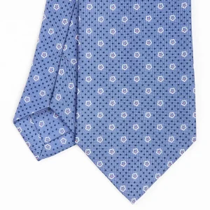 Powder Blue Sartorial Classic Silk Tie - Small Flower Pattern>E.Marinella Best Sale