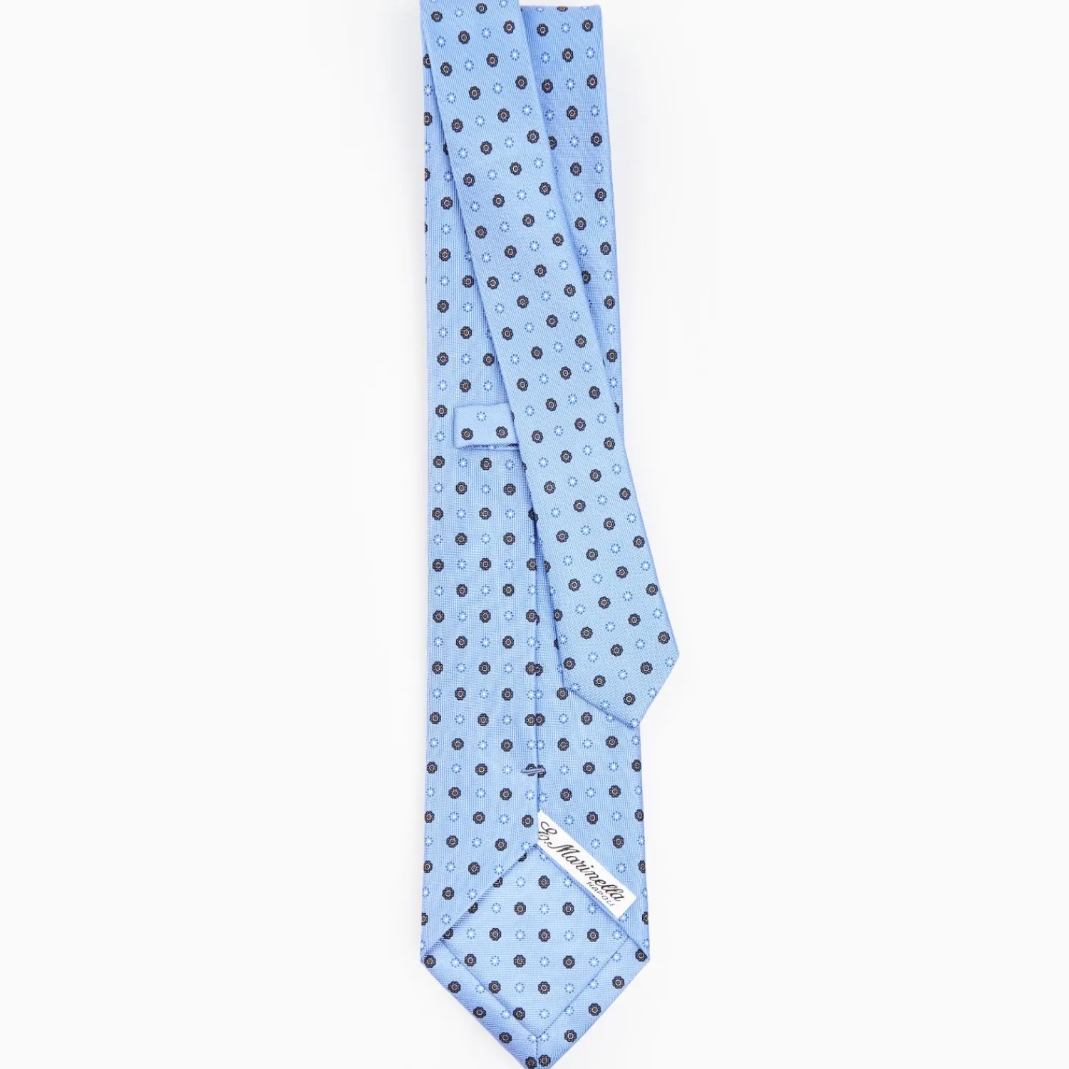 Powder Blue Sartorial Classic Silk Tie - Small Flower Pattern>E.Marinella Shop