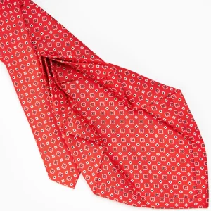 Red 7 Fold Sartorial Silk Tie - Small Flower Pattern>E.Marinella Cheap