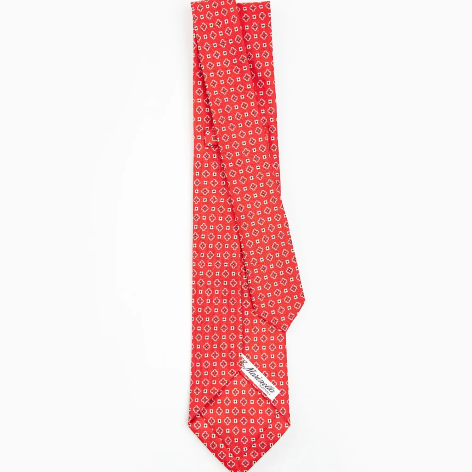 Red 5 Fold Sartorial Silk Tie - Small Flower Pattern>E.Marinella Clearance
