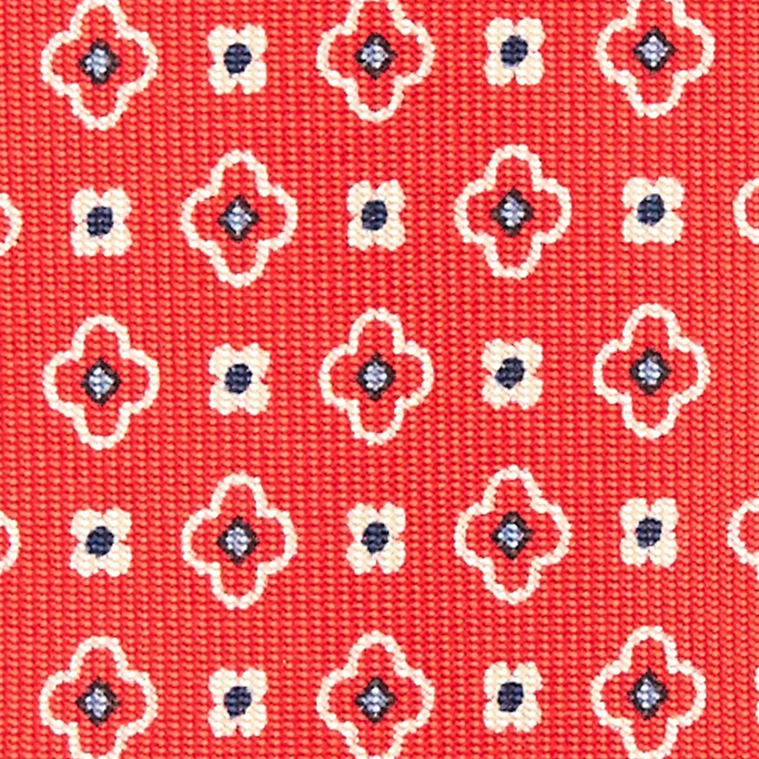 Red 5 Fold Sartorial Silk Tie - Small Flower Pattern>E.Marinella Clearance