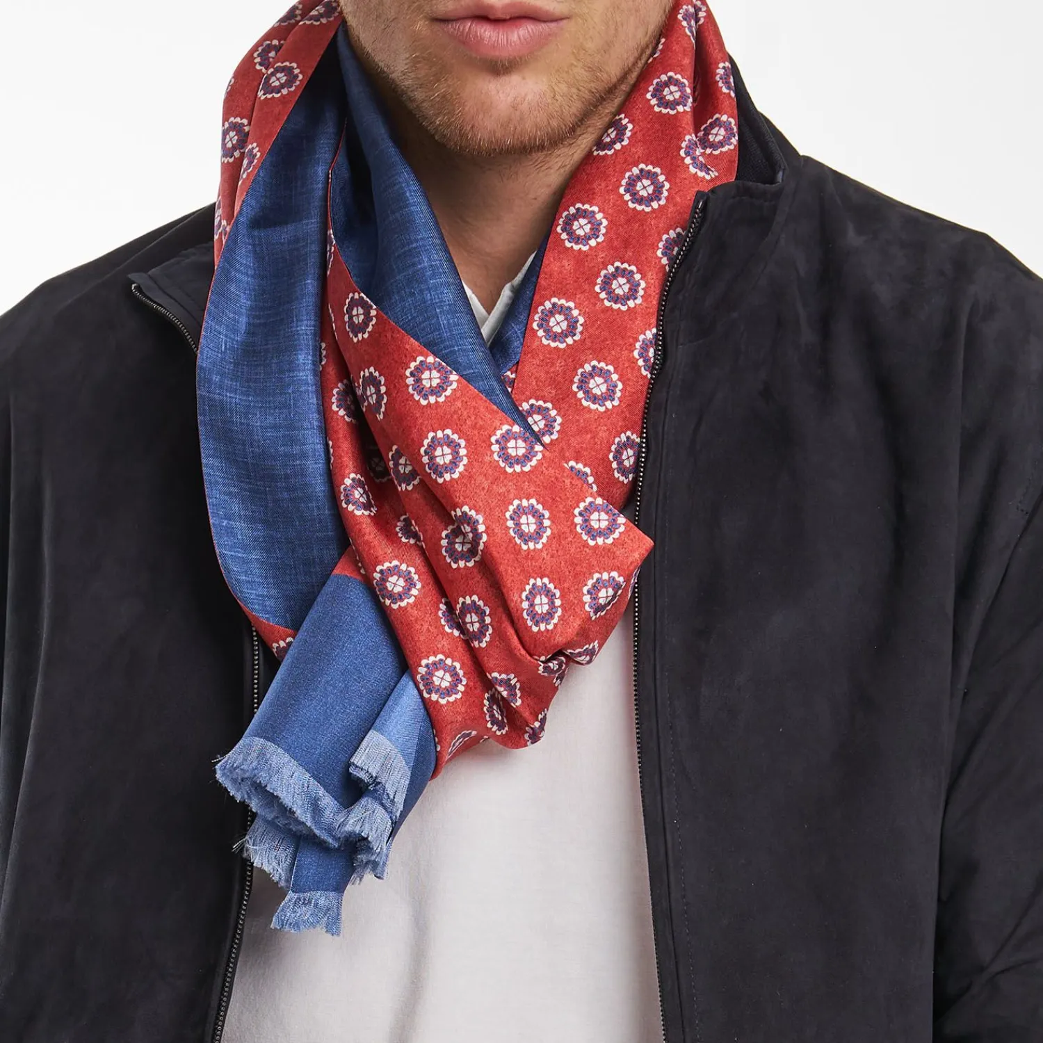 Red And Blue Double Silk Scarf>E.Marinella Discount