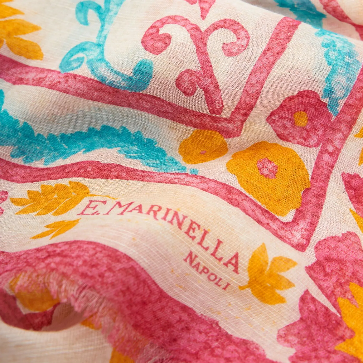 Red Cotton And Linen Scarf - Summer Vibes>E.Marinella Cheap