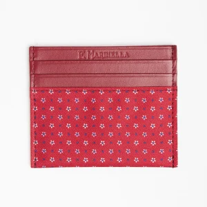 Red Leather And Silk Credit Card Holder>E.Marinella Online