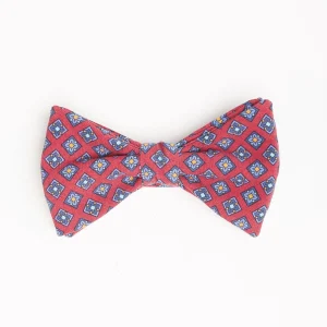 Red Pre-Knotted Silk Bowtie - Large Flower Pattern>E.Marinella Clearance