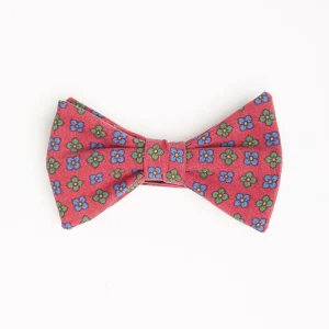 Red Pre-Knotted Silk Bowtie - Large Flower Pattern>E.Marinella Online