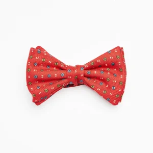 Red Pre-Knotted Silk Bowtie- Small Flower Pattern>E.Marinella Best