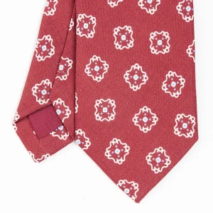 Red Sartorial Linen Tie - Large Flower Pattern>E.Marinella Fashion