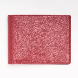 Ruby Red Hammered Horizontal Leather Wallet>E.Marinella New