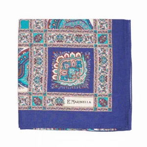 Soft Blue And Green Wool Stole - Floral Pattern>E.Marinella Sale
