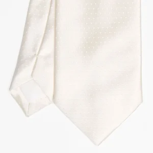 White Cerimonial Silk Satin Tie - Small Polka Dot Pattern>E.Marinella Shop