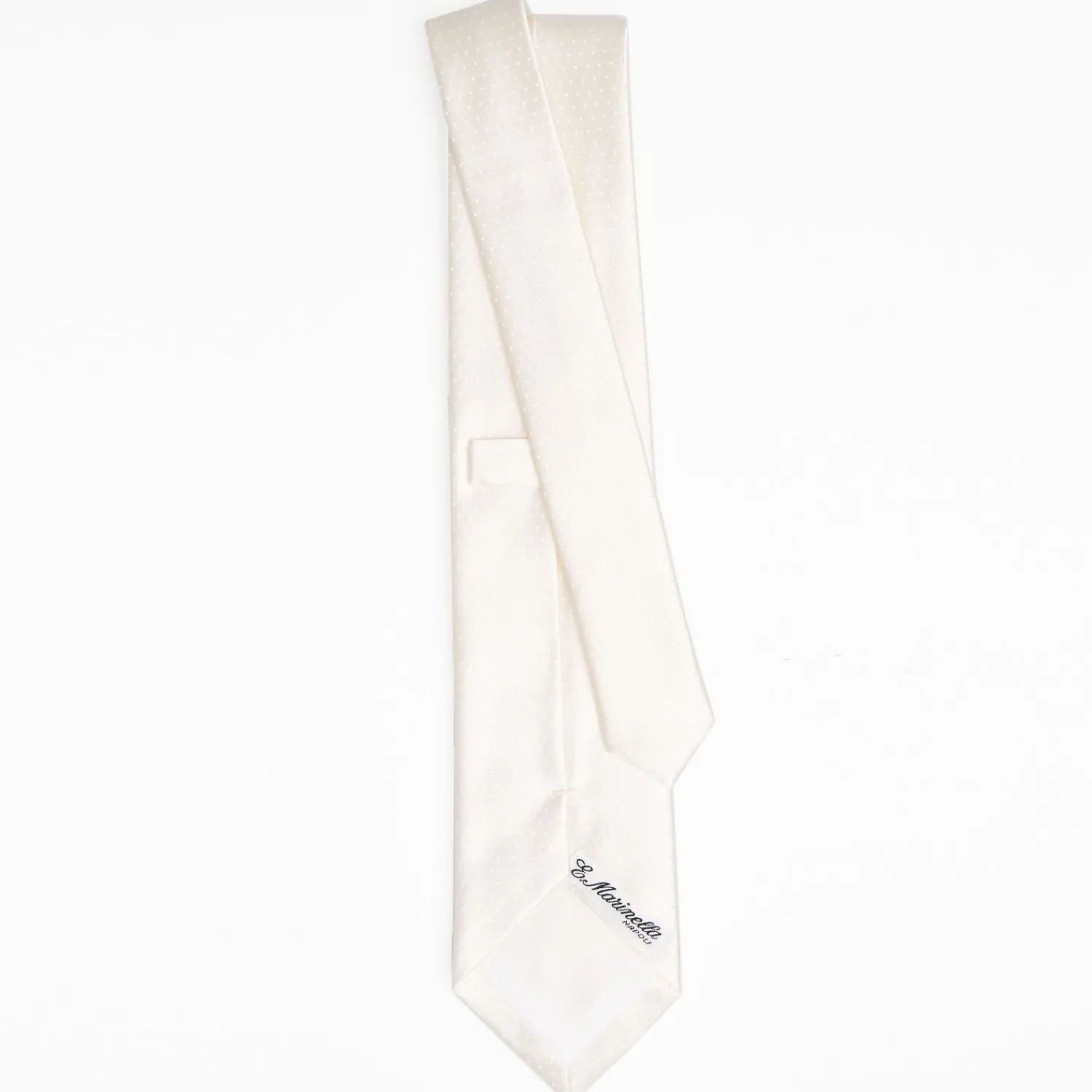 White Cerimonial Silk Satin Tie - Small Polka Dot Pattern>E.Marinella Shop
