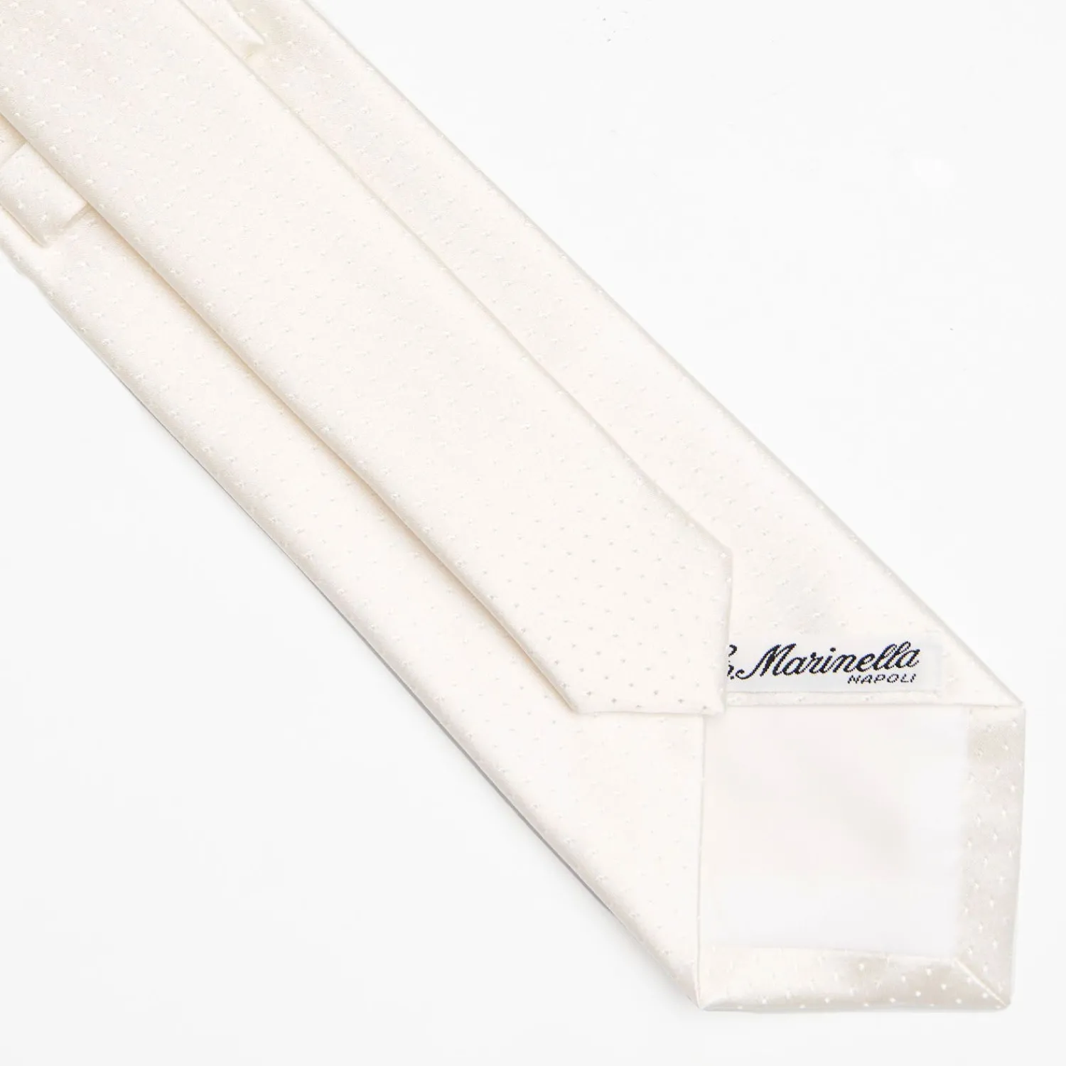 White Cerimonial Silk Satin Tie - Small Polka Dot Pattern>E.Marinella Shop