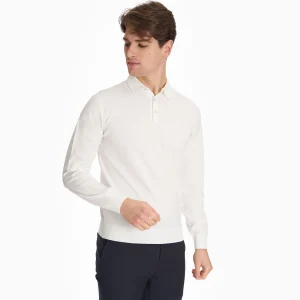 White Long Sleeve Knitted Polo>E.Marinella Best Sale