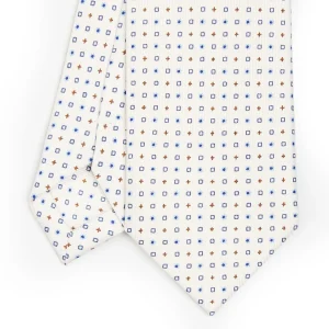 White Sartorial 7 Cm Silk Tie - Small Flower Pattern>E.Marinella Outlet
