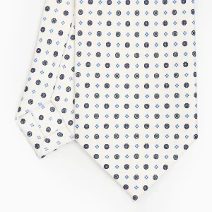 White Sartorial Classic Silk Tie - Small Flower Pattern>E.Marinella Clearance